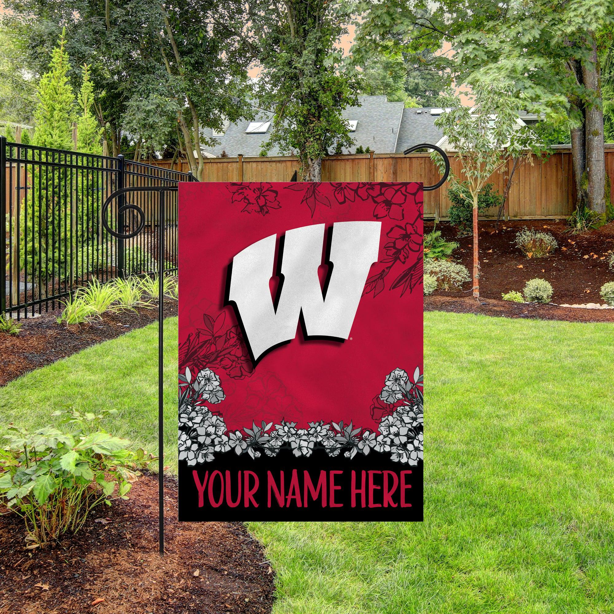 Wisconsin Badgers Personalized Custom Garden Flag