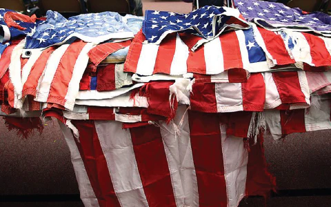 U.S. flags ready to be retired