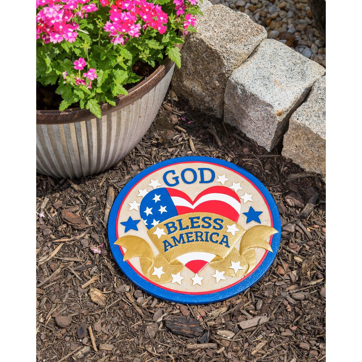 10" God Bless America Garden Stone
