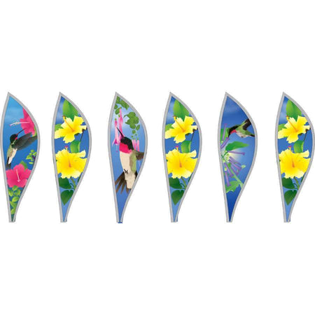 The Hummingbirds balloon looks just like a hot air balloon in flight!  This hanging wind spinner measures 12" x 16" with a 30" tail and adds a beautiful display to your deck or porch.