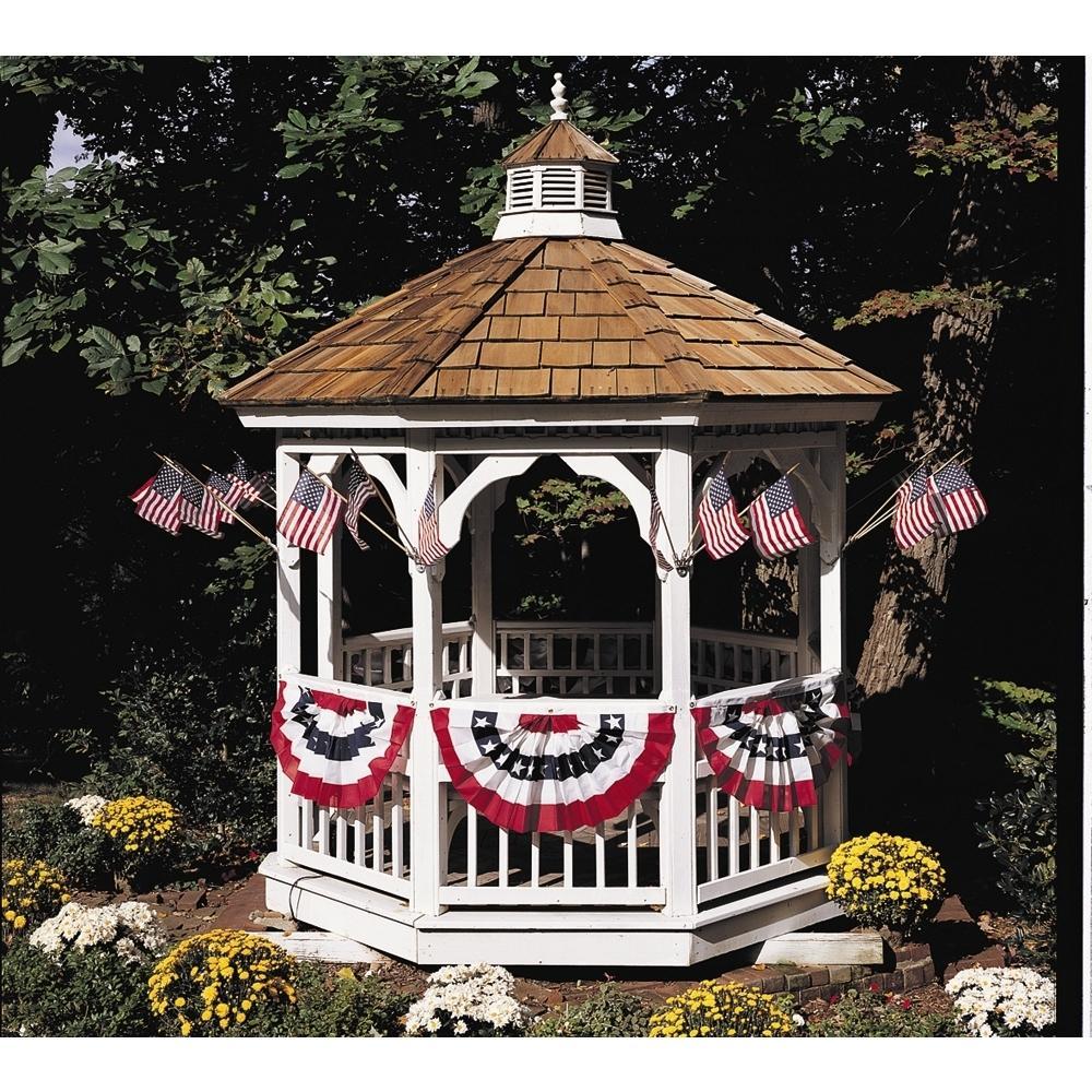 18" x 36" Pleated Patriotic Fan with Stars shown on a gazebo