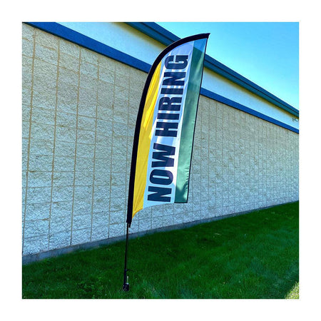 9 ft. Now Hiring Feather Banner Kit - Green & Gold-Banners-Fly Me Flag