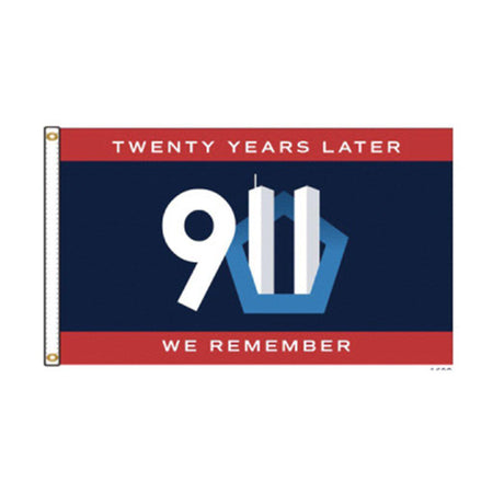 Image features twin towers and the pentagon and the words "Twenty Years Later We Remember".