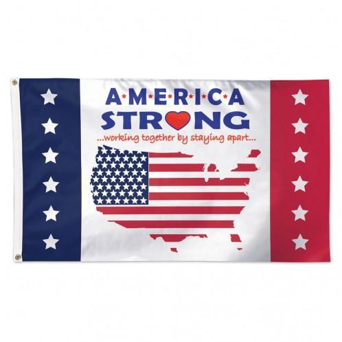 3x5 America Strong Flag for Coronavirus - working together by staying apart - patriotic design and message