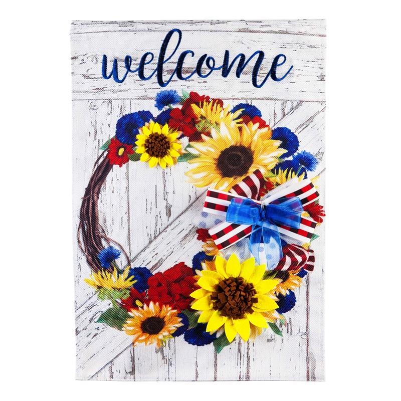 Americana Floral Wreath Garden Flag