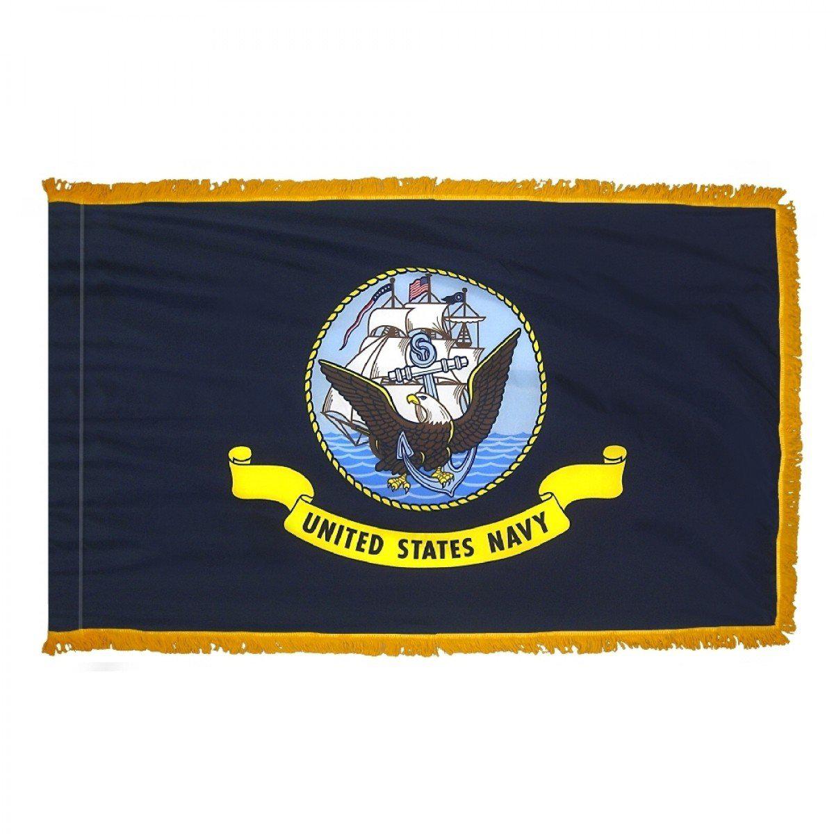 U.S. Navy Parade or Indoor Flag with Pole Hem and Fringe