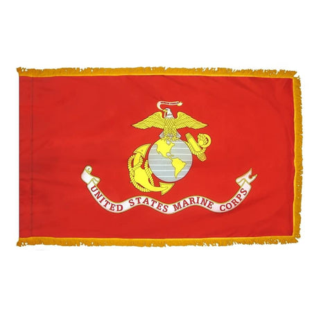 U.S. Marine Corps Parade or Indoor Flag with Pole Hem and Fringe