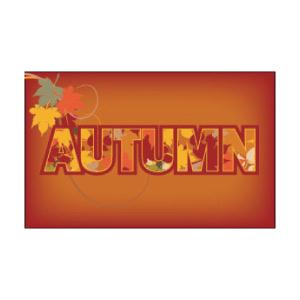 Welcome the Fall season with this 3' x 5' Flag, featuring colorful leaves and the word "Autumn" on a bright orange shaded background.
