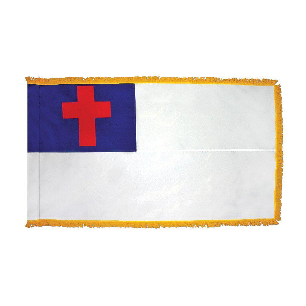 Christian Flag with Pole Hem & Fringe