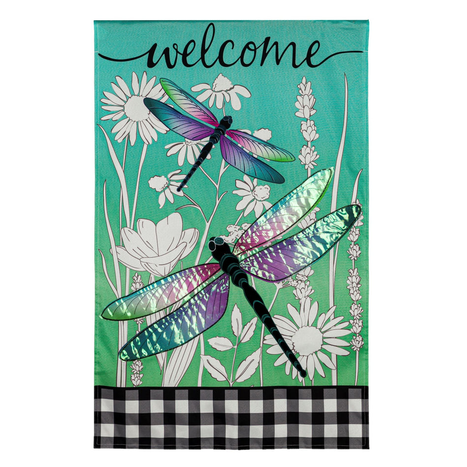 Dragonflies and Wildflowers Garden Flag