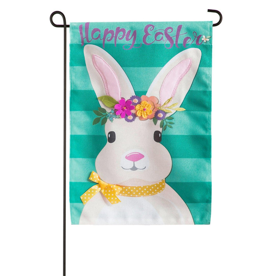 Easter Bunny Garden Burlap Flag