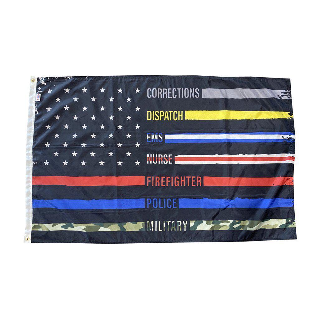3x5 First Responders Flag shows support for police, firefighters, military, and other first responders
