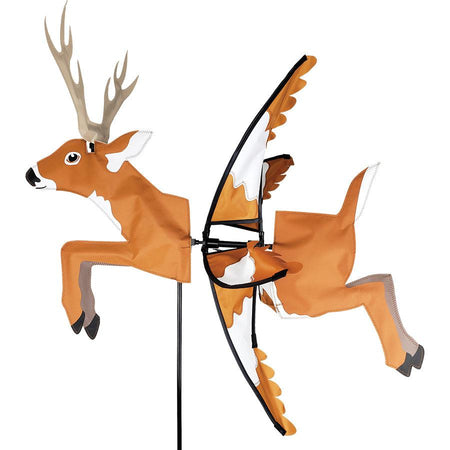 This 24" Flying Deer spinner features rotating wings. Made with fade-resistant SunTex fabric, each spinner comes with two heavy-duty fiberglass poles and a ground stake.