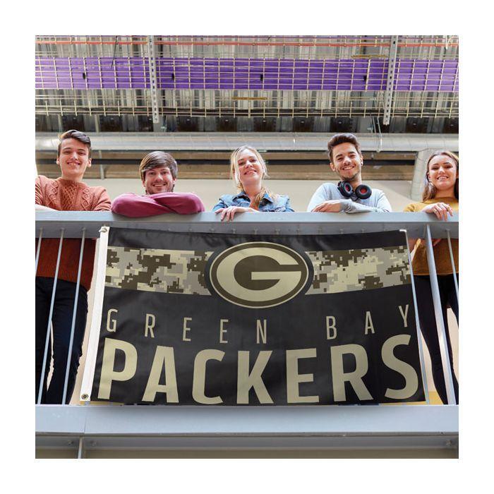 Show your pride of team when you fly our Green Bay Packers Digi Camo 3' x 5' Deluxe Flag! Constructed for outdoor use with premium durable fabric, two grommets, and quality stitching including a quad stitched fly end.