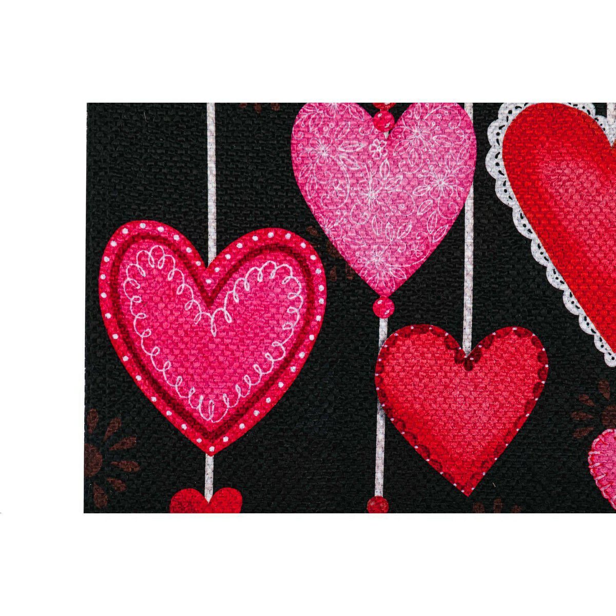 The Hanging Love Hearts house banner features pink, white, and red patterned hearts suspended over the word "Love". 