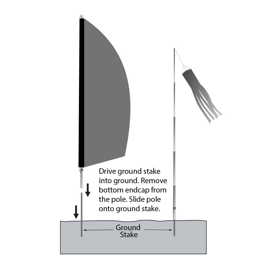 Designed for frequent outdoor use, our Telescopic Heavy-Duty Pole includes a swiveling eyelet at the top to ensure windsocks and vertical banners swing freely in changing winds.