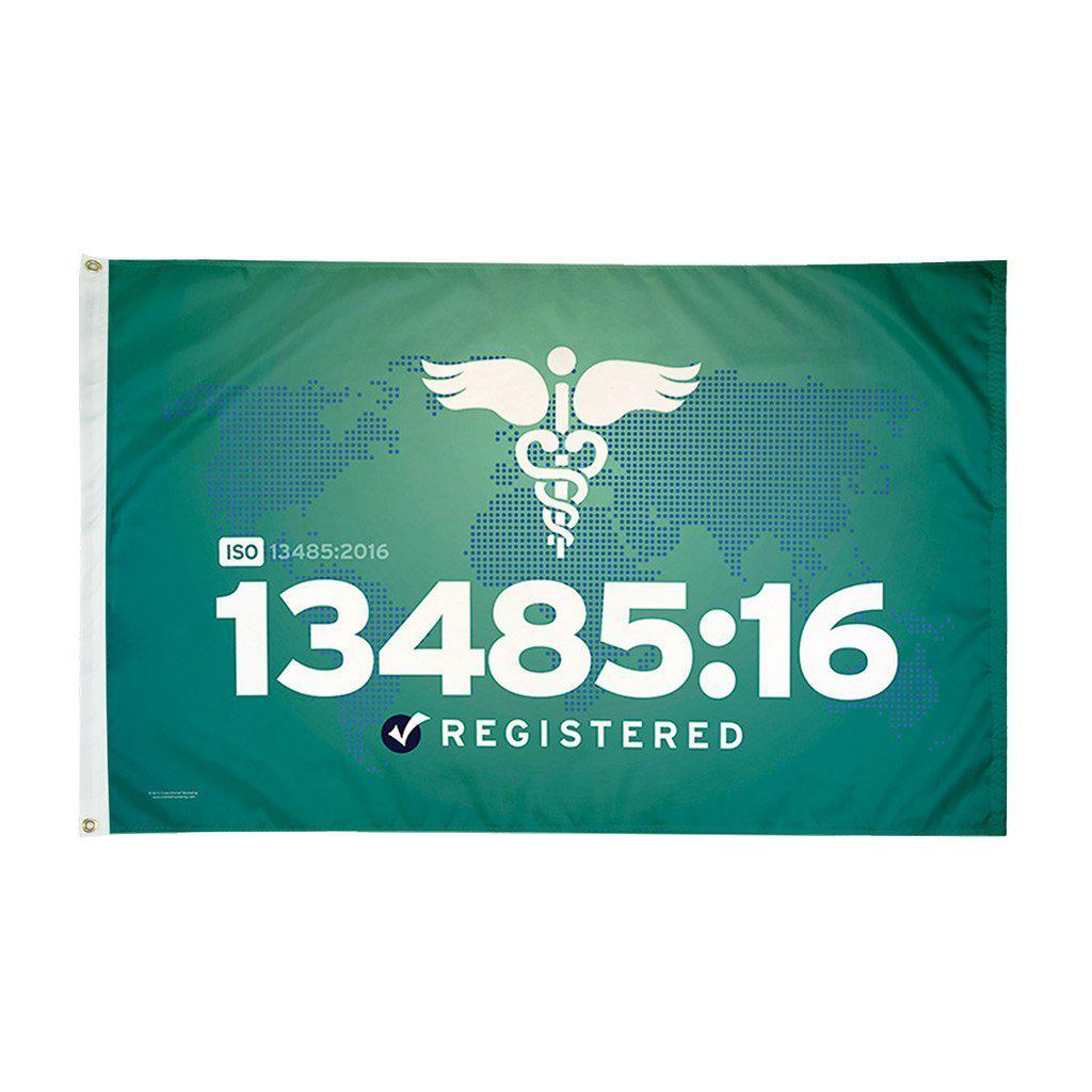 Fly an ISO 13485:16 flag and proudly display your company's commitment to certification.