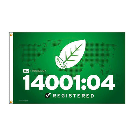 Fly an ISO 14001:04 flag and proudly display your company's commitment to certification.