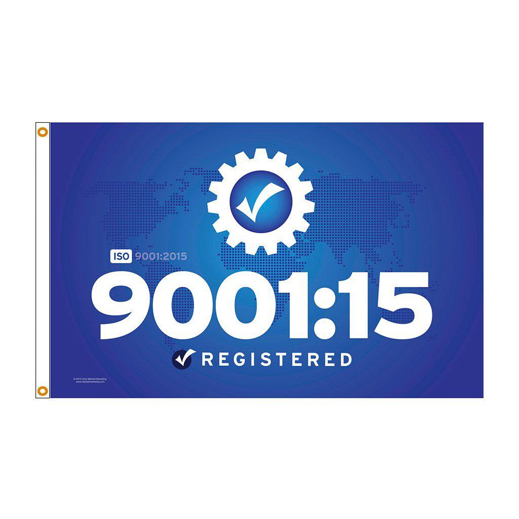 Fly an ISO 9001:15 flag and proudly display your company's commitment to certification.
