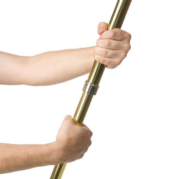 Indoor adjustable pole adjusts from 5' to 9-1/2' with a twist-lock action.