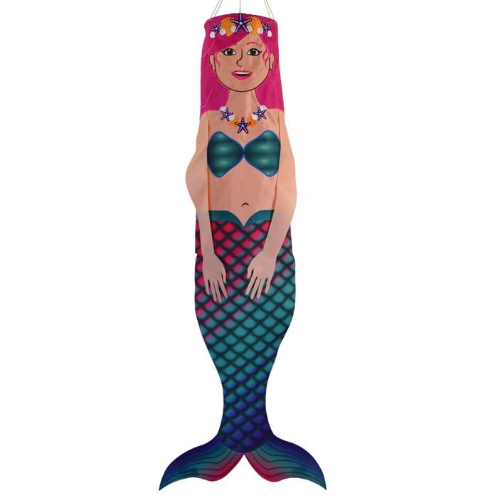 The 40" Mermaid Breeze Buddy windsock features detailed appliquéd design and embroidered accents.