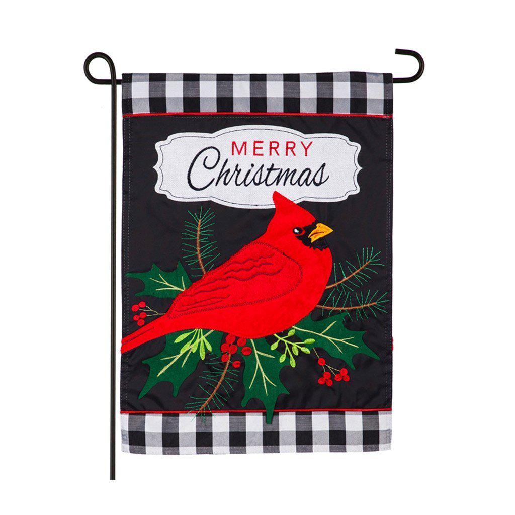 Merry Christmas Cardinal appliqué garden flag
