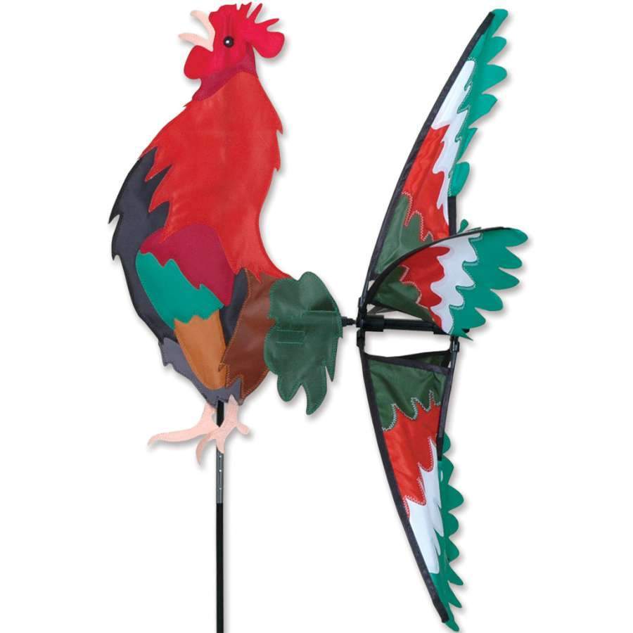 This 26" Morning Rooster Spinner features rotating wings.
