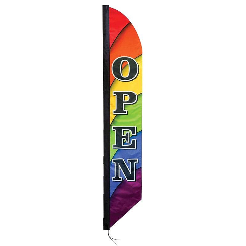Open Rainbow Feather Banner (8')-Feather Banner-Fly Me Flag