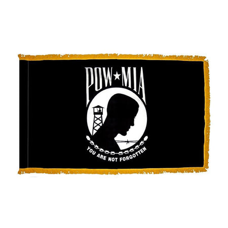 POW-MIA Flag with Pole Hem and Fringe for indoor display or parade use