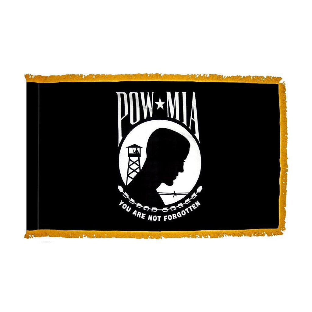 POW-MIA Flag with Pole Hem and Fringe for indoor display or parade use