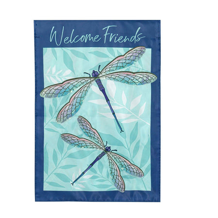 Pair of Dragonflies Appliqué Garden Flag