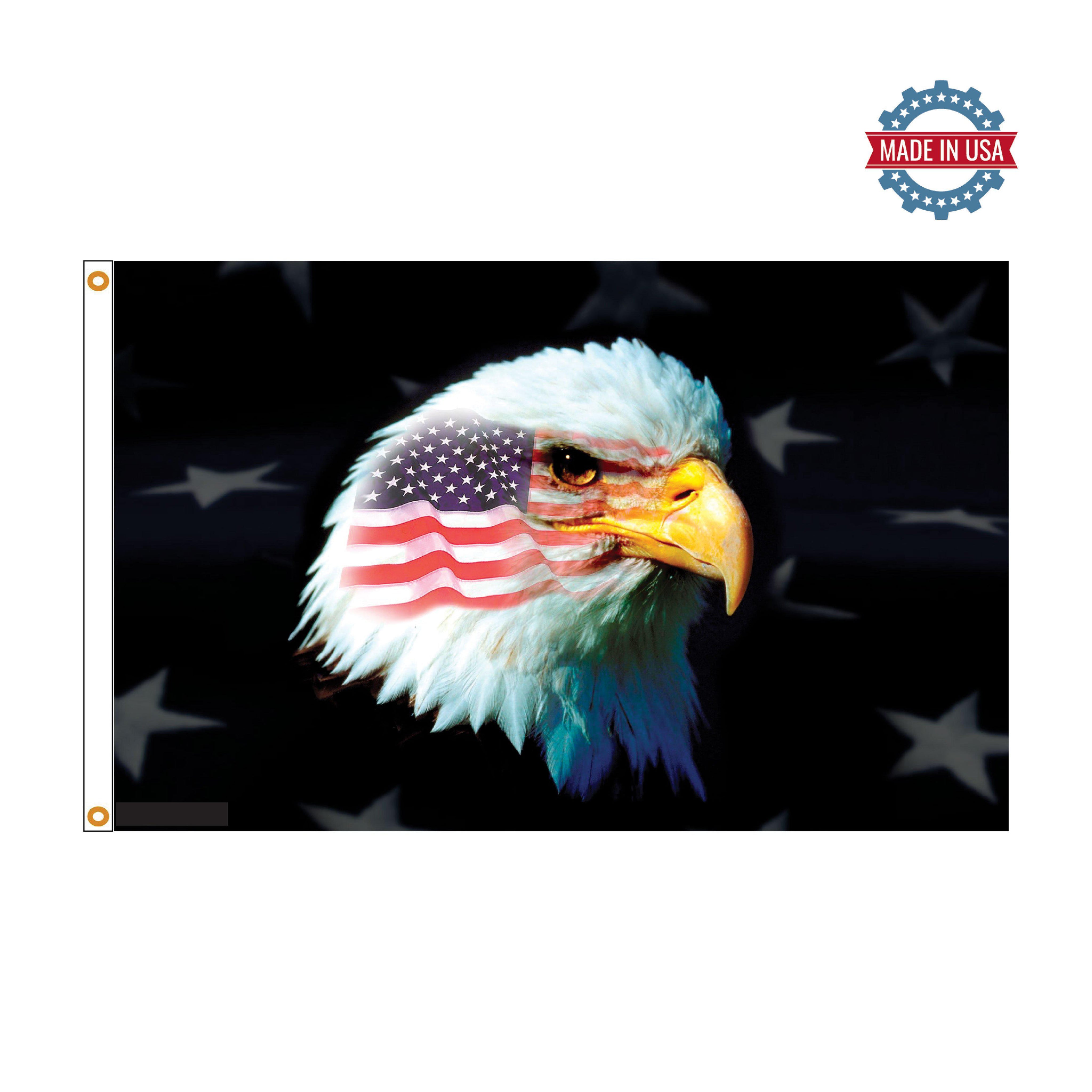 Patriotic bald eagle 3x5 flag, Made in the USA