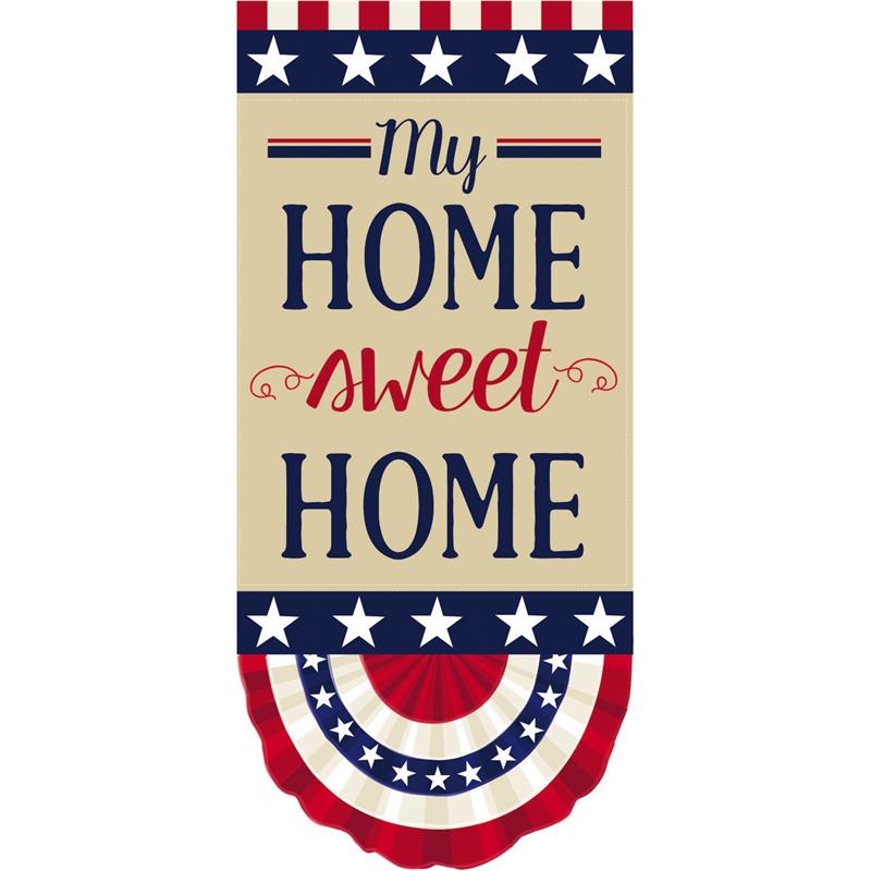 Patriotic Bunting Textile Decor Flag with My Home Sweet Home message 