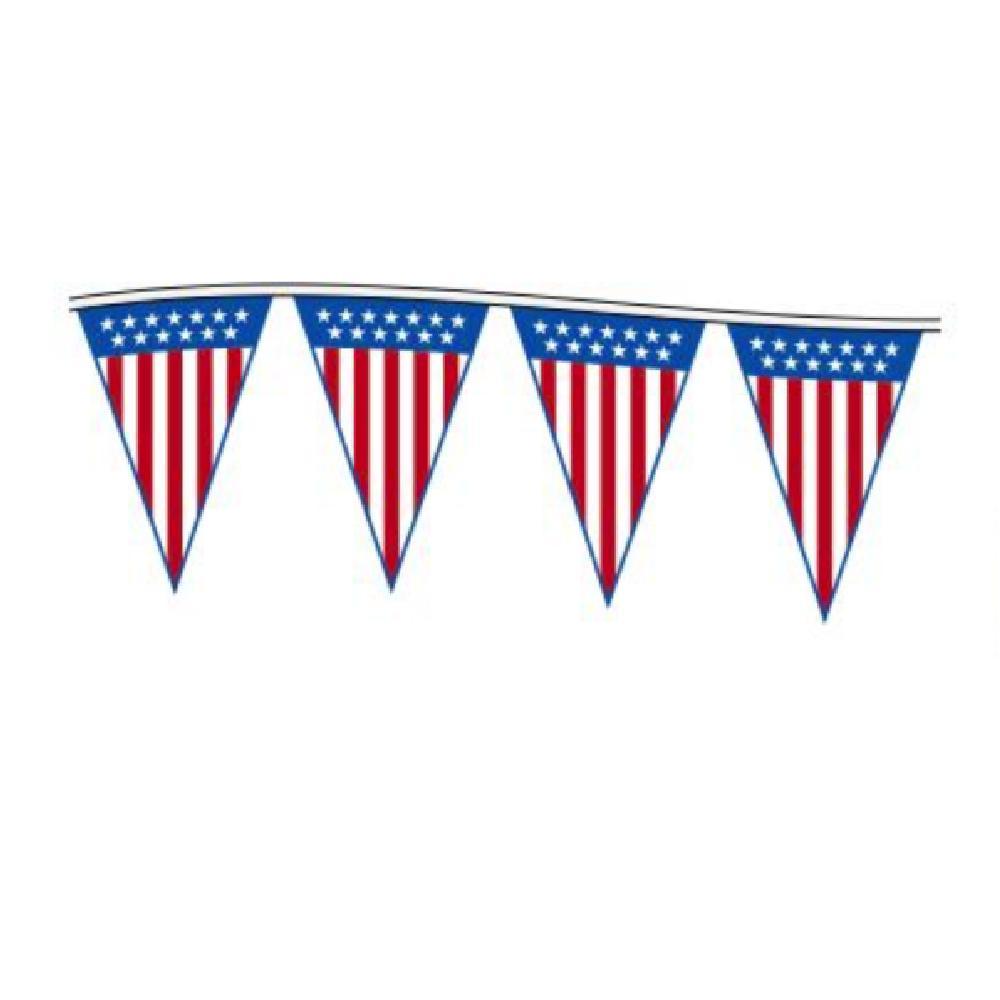 Patriotic Pennant Strings from Fly Me Flag features stars and stripes