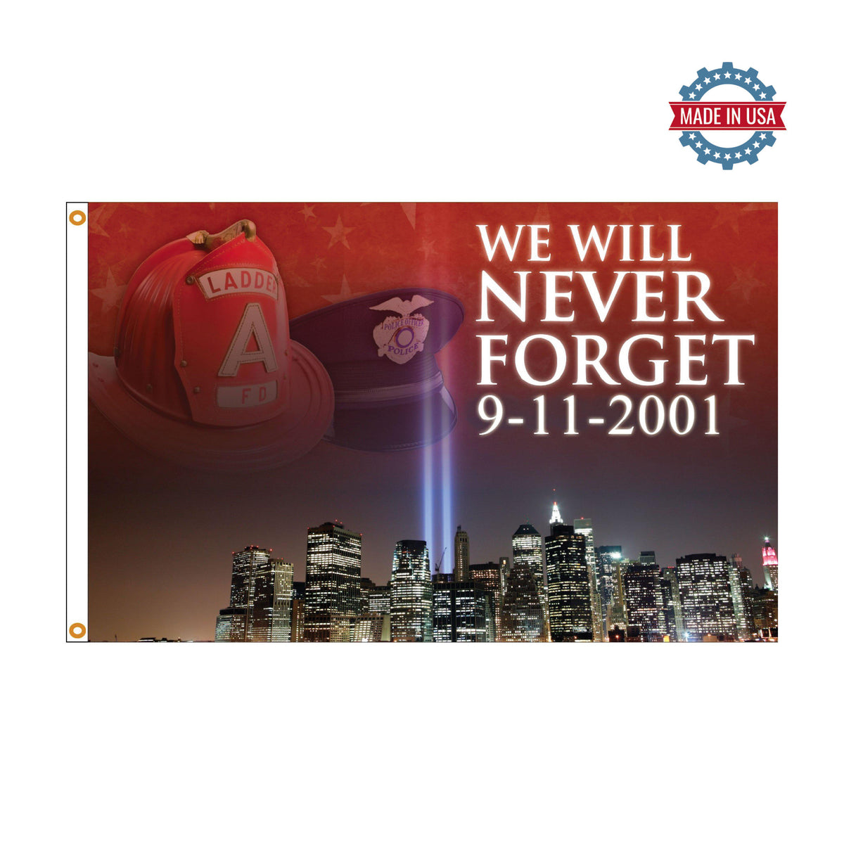 Never Forget 911 First Responders 3x5 flag - September 11th Flag
