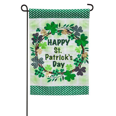 Say "Happy St. Patrick's Day" with the plaids, polka-dots, and shamrocks on the Shamrock Wreath garden flag. 