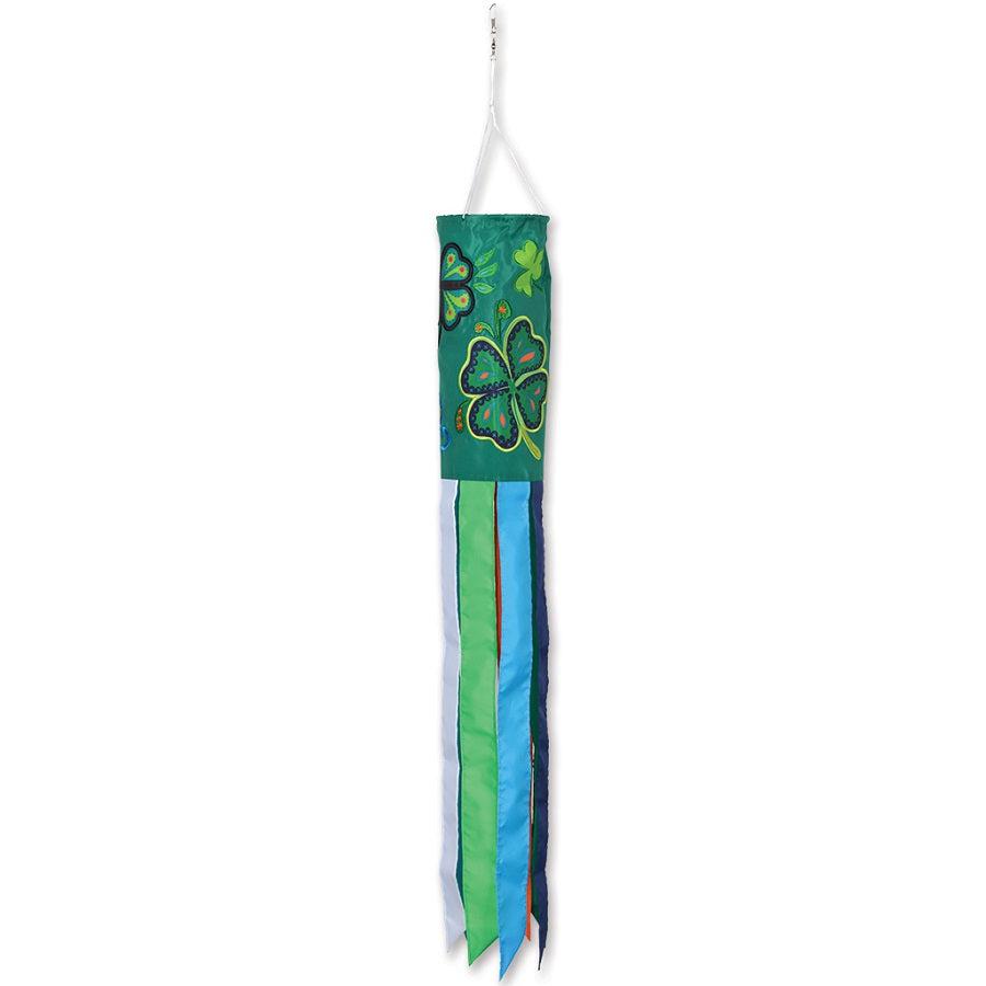 This Shamrocks windsock is a perfect way to celebrate St. Patrick's Day. Embroidered design features shamrocks in a variety of sizes and colors.