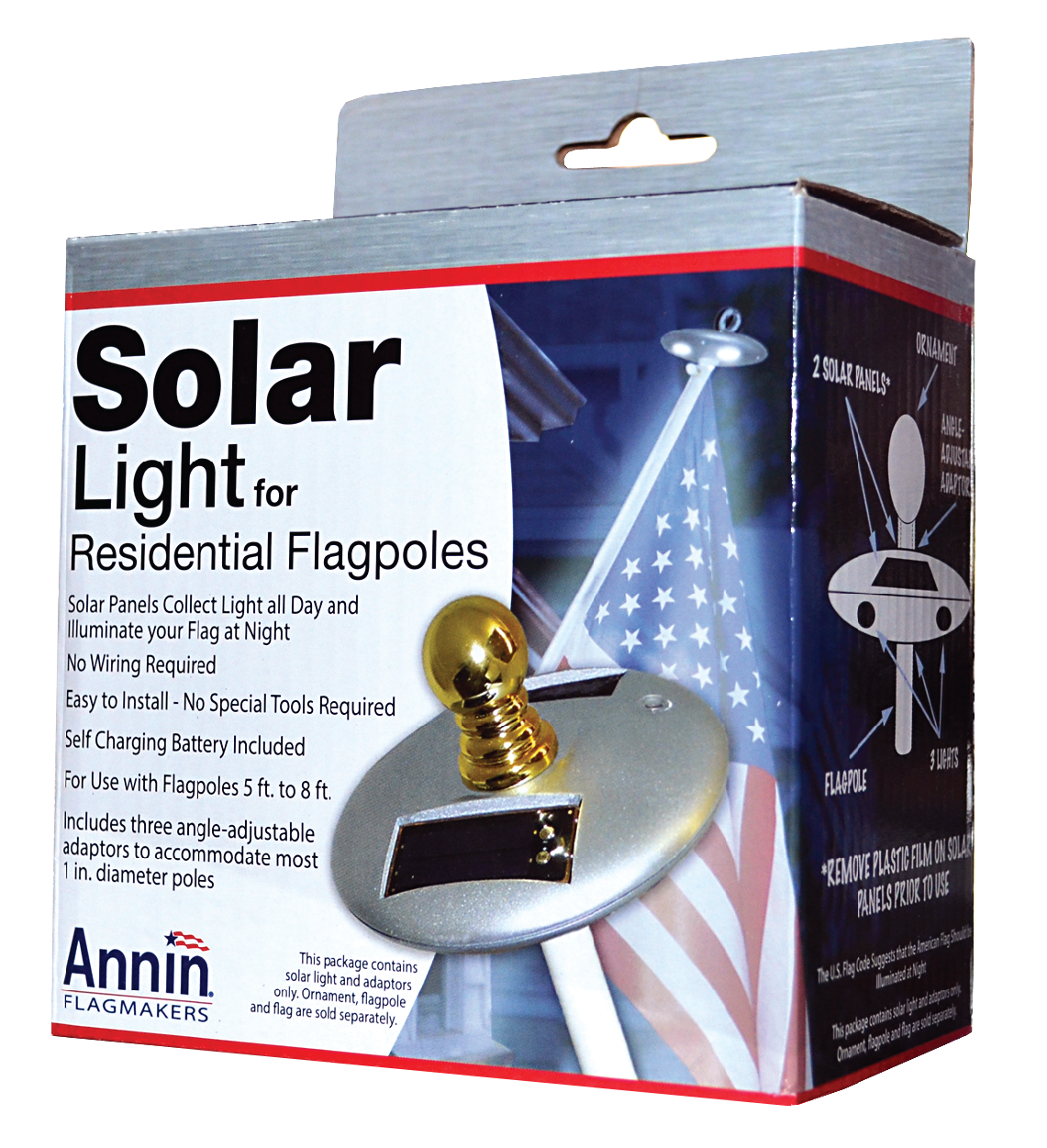 Small Solar Light for Wall-Mount Flagpoles - packaged in box