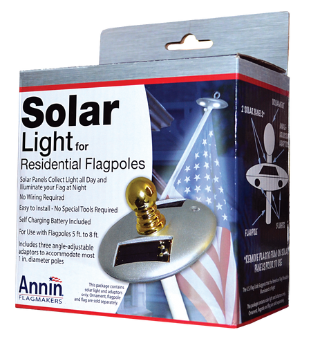 Small Solar Light for Wall-Mount Flagpoles - packaged in box