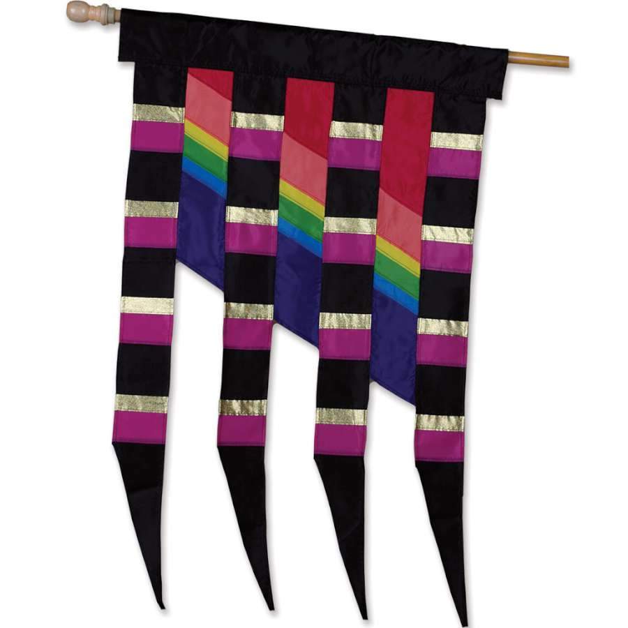 SoundWinds banners, designed by textile artist David Ti, are inspired by Native American artwork with vibrant colors and bold designs to give a stunning accent to any home or business.