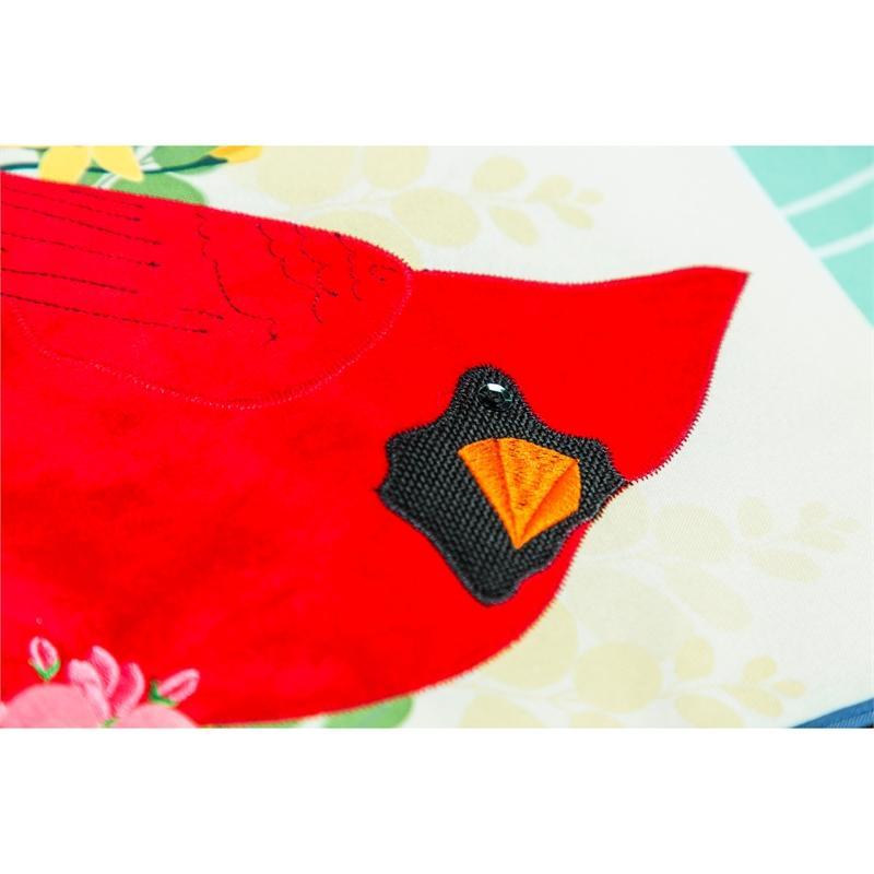 You'll love the striking cardinal on the Spring Floral Cardinal Textile Decor Flag from the Everlasting Impressions collection. This extra-long garden flag features a bright red cardinal among Spring flowers and the words "Welcome Friends" with 3D details and metallic lettering.