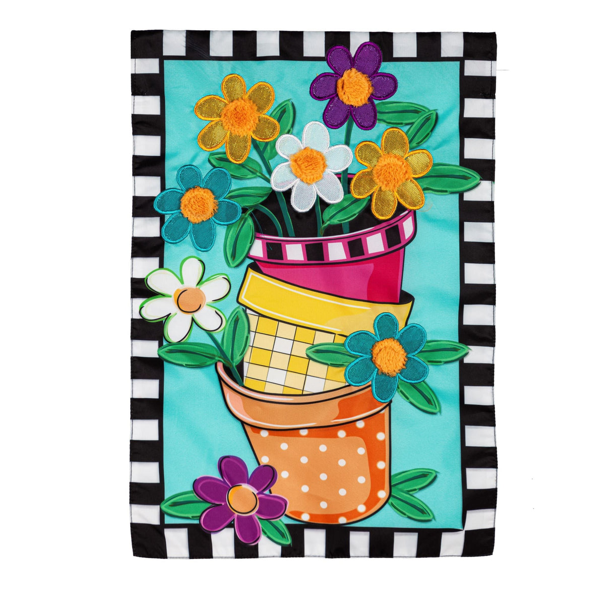 Stacked Spring Flower Pots Garden Flag