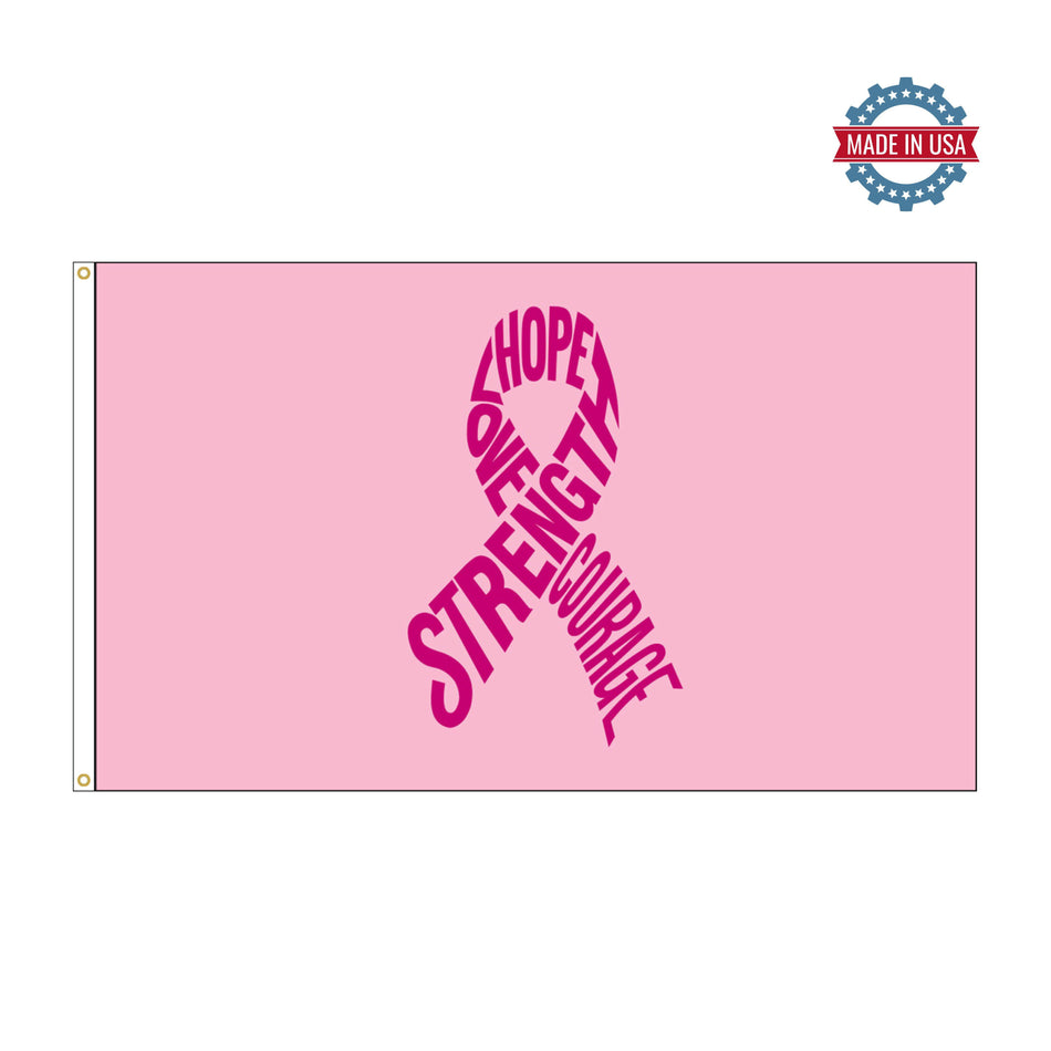 Strength Hope Courage Pink Ribbon breast cancer 3x5 boutique flag