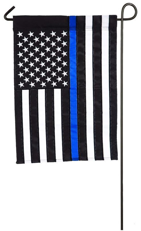 "Back the blue" and support law enforcement with the U.S. Thin Blue Line garden flag. 