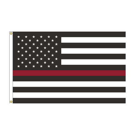 2x3 Thin Red Line U.S. flag with stars and stripes to support firefighters