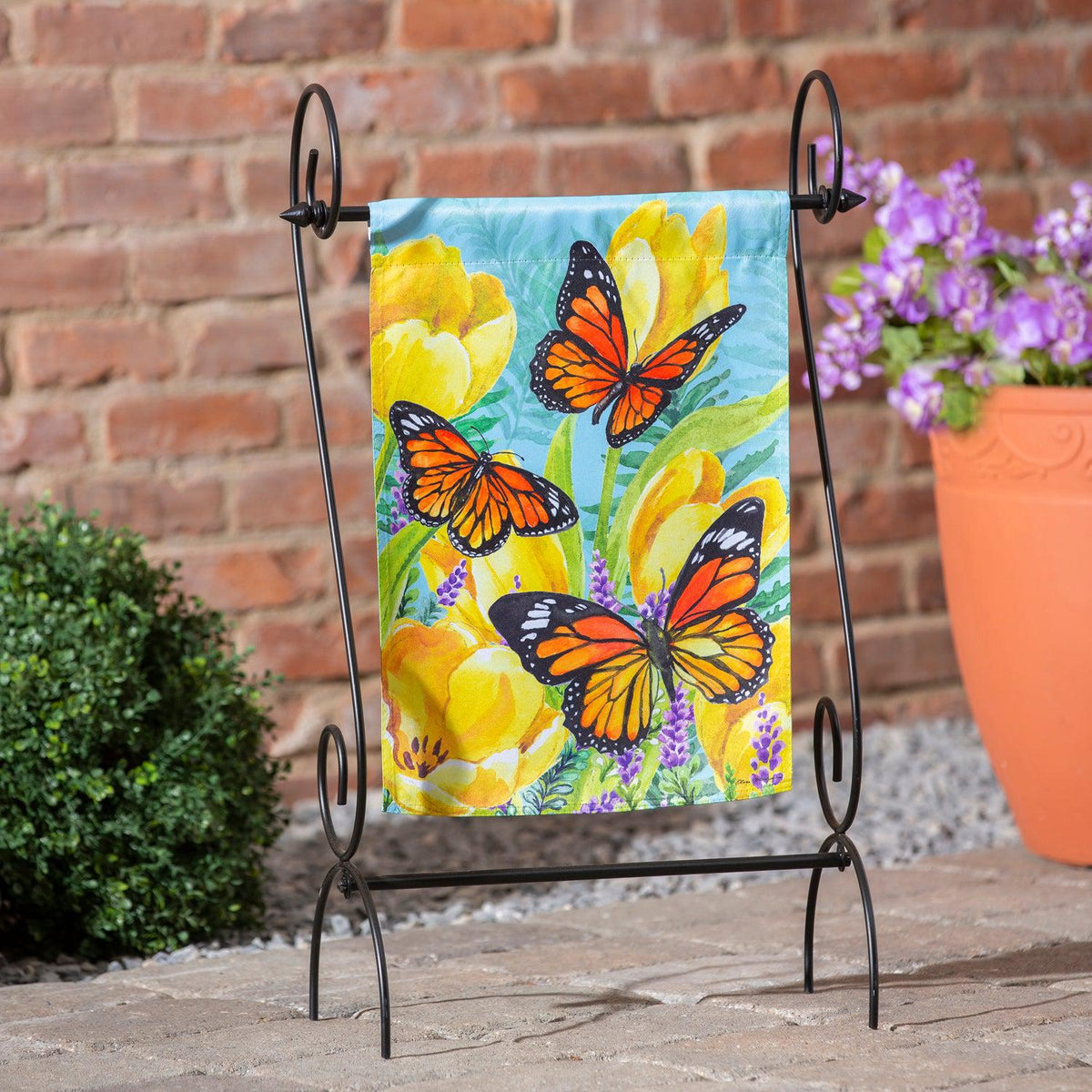 Tulip and Butterfly Garden Flag