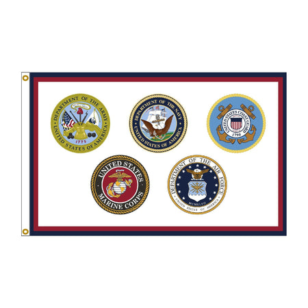 The Armed Forces flag features five branches and is available in different sizes.