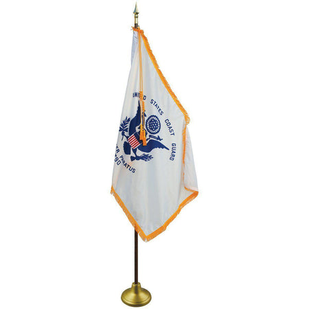 U.S. Coast Guard Flag with pole hem and fringe for indoor or parade use