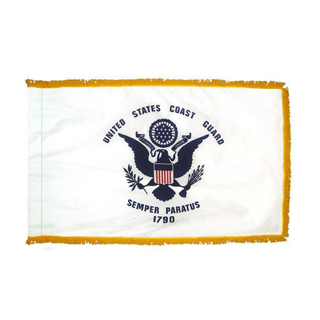 U.S. Coast Guard Flag with pole hem and fringe for indoor or parade use