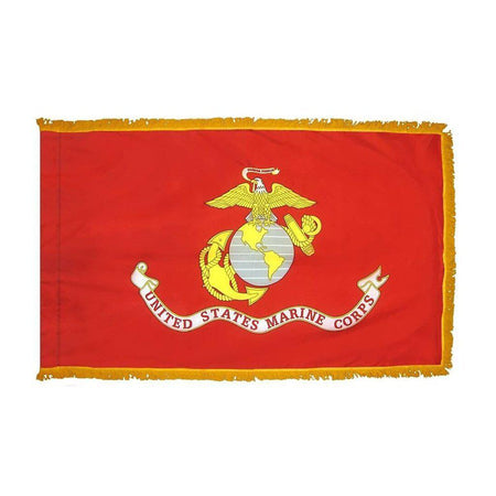 U.S. Marine Corps Flag with pole hem and fringe for indoor or parade use